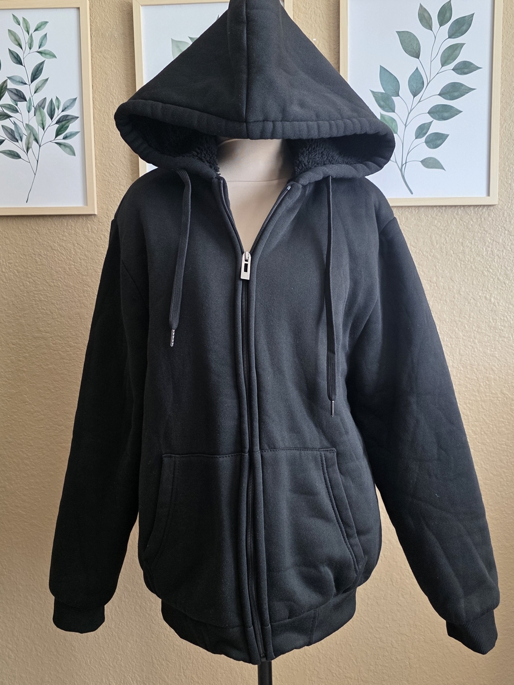 ZITY Men's Heavyweight Fleece Sherpa-Lined Zip-Up Hoodie
